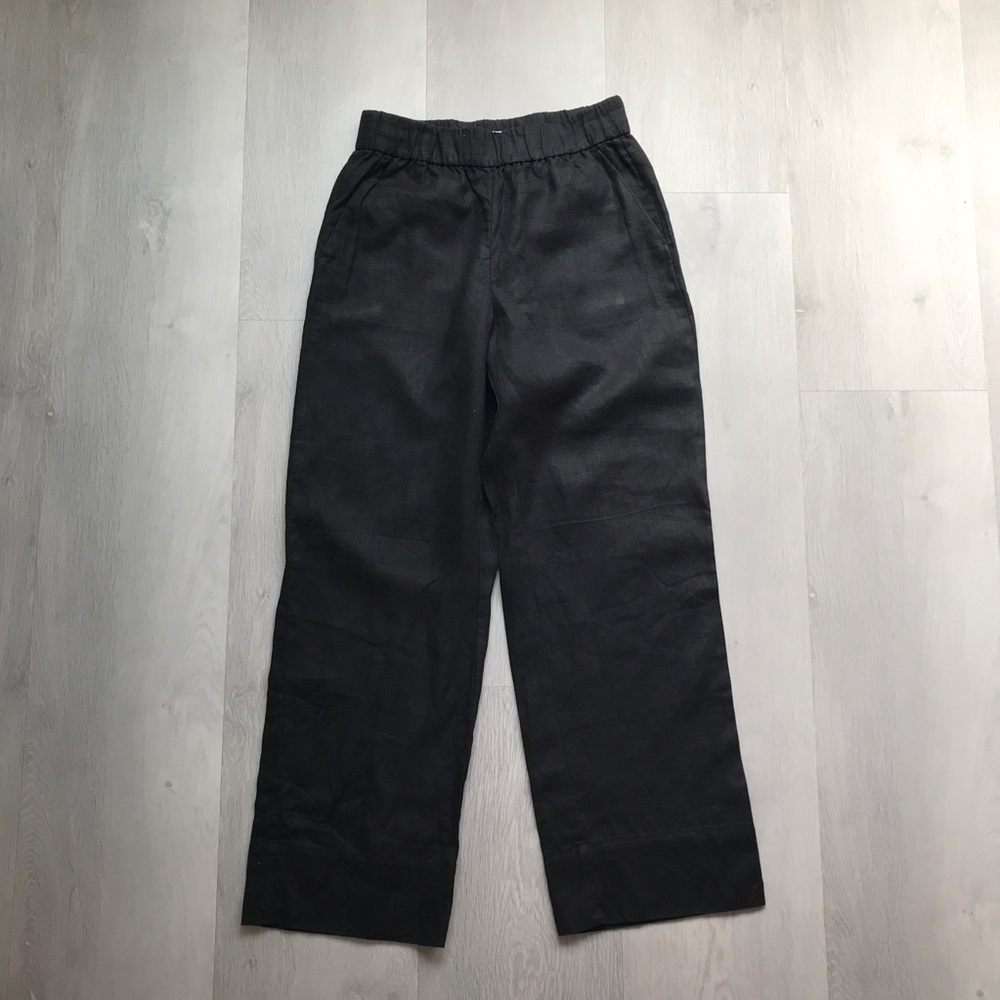 EVERLANE BLACK LINEN STRAIGHT LEG PANTS WOMENS SMALL